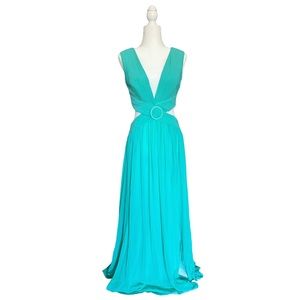 PatBo Cutout Maxi Dress Turquoise Green Blue Womens size BR 40 US 8 / Medium
